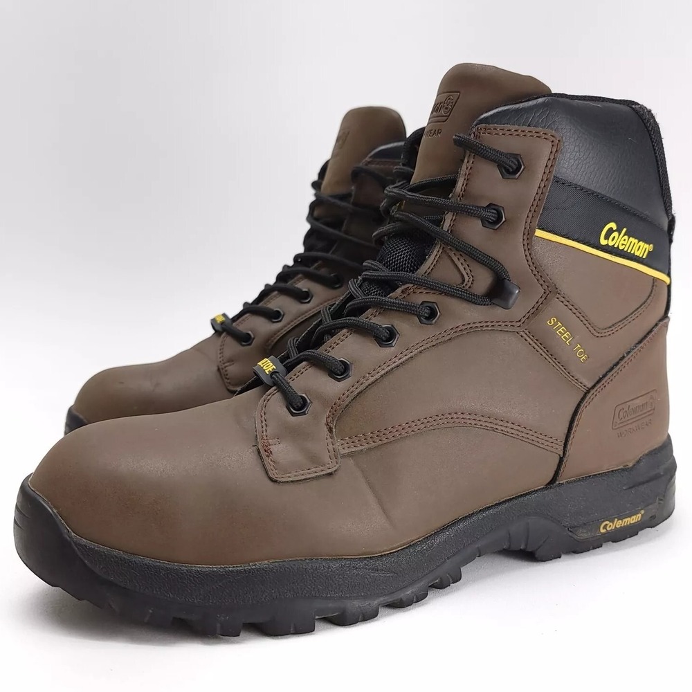 Coleman Steel Toe Carpenter‎ Work Boots Mens 12 M Brown Safety Workwear Tough